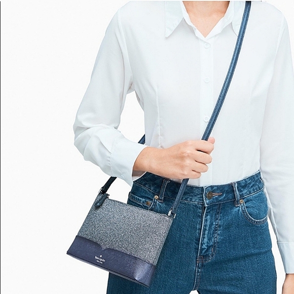 NWT Kate Spade Lola Glitter Crossbody In Navy Dusk - Picture 2 of 16